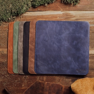 Leder-Mauspad, personalisierte Leder-Mauspad, süßes Mauspad, echtes Leder-Gaming-Mauspad, Vatertagsgeschenk für Papa, Geschenk für Sie