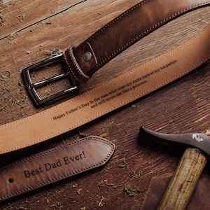 Customized Leather Belt for Men - Engraved Men&#39;s Belt - Personalized Handmade Belt - Gift for Boyfriend - Gift for Him - Valentines Day Gift