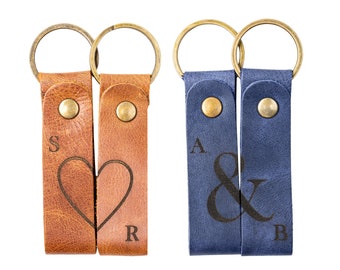 Anniversary Gift for Couples, Personalized Leather Keychain, Key Chain Personalized, Gift for Anniversary, Wedding, Bridesmaids, Valentines