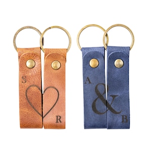 Anniversary Gift for Couples, Personalized Leather Keychain, Key Chain Personalized, Gift for Anniversary, Wedding, Bridesmaids, Valentines