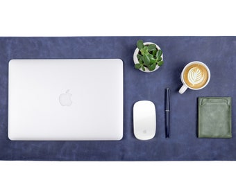 Desk Mat with Monogram, Personalized Leather Mouse Pad, Custom Desk Accessories, Genuine Leather Deskmat, Gaming Desk Pad, Desk Decor