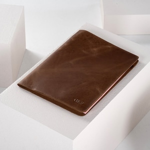 Leather Portfolio, Personalized Letter Size Pad, Custom Padfolio, Document Holder, Leather Journal, Graduation Gift Brown