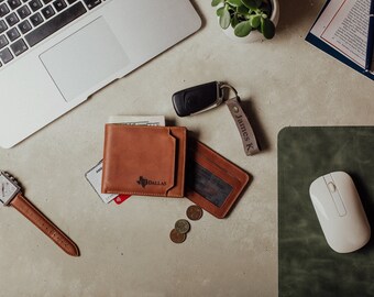 Personalized Mens Wallet, Custom Wallet for Dad, Engraved Wallet for Fathers, Personalized Leather Wallet for Men, Graduation Gift