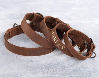 Leather Dog Collar with Name, Personalized Cat Collar, Leather Collar with Leather Leash, Dog Collar Leather, Dog Collar Girl, Puppy Collar