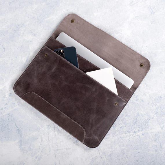 Personalized Leather Laptop Case for MacBook, Custom Leather Laptop Sleeve, Leather Sleeve for Macbook Air, Macbook Pro