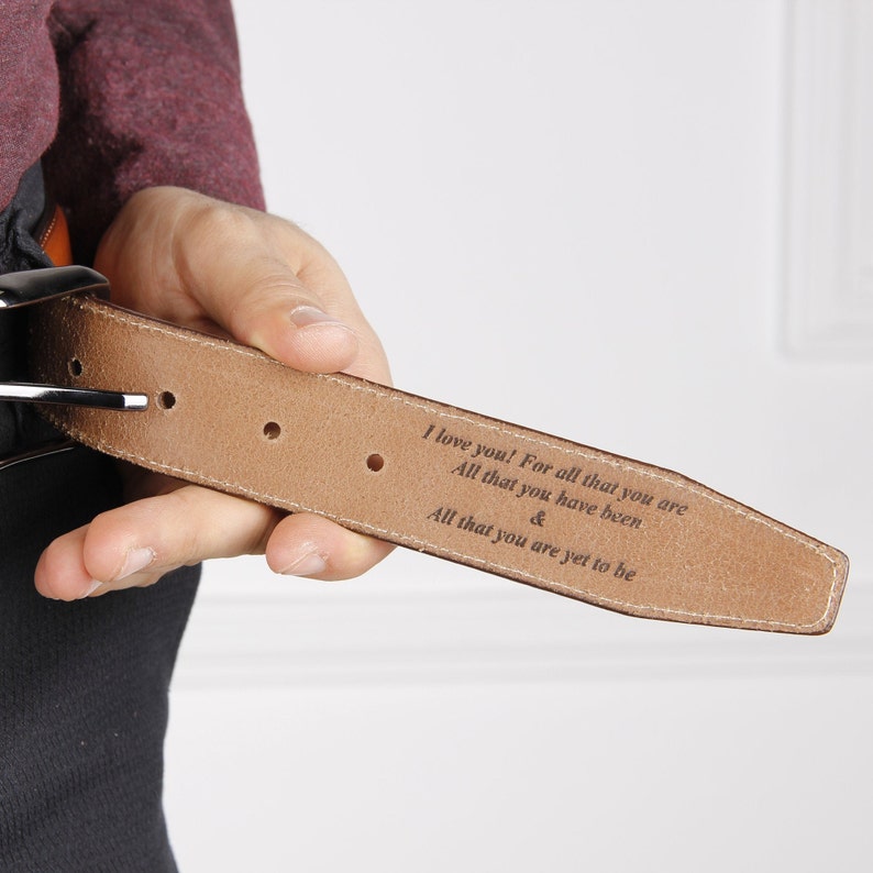 Custom Handmade Belt - Engraved Leather Belt - Grooms Men Gift - Genuine Leather - Gift for Boyfriend - Valentines Day Gift - Best Man Gift 