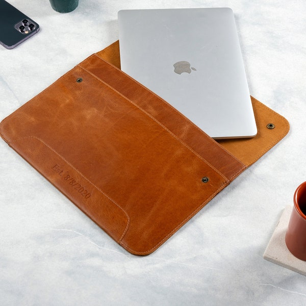Custom Leather Laptop Bag, MacBook Air Case, Leather Laptop Sleeve, Computer Case, Personalized Laptop Sleeve, Leather Laptop Case