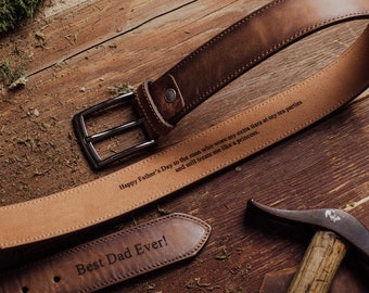 Custom Engraved Leather Belt - Halloween Gift - Grooms Men Gift - Genuine Leather -  Leather Accessory for Man - Personalized Gift