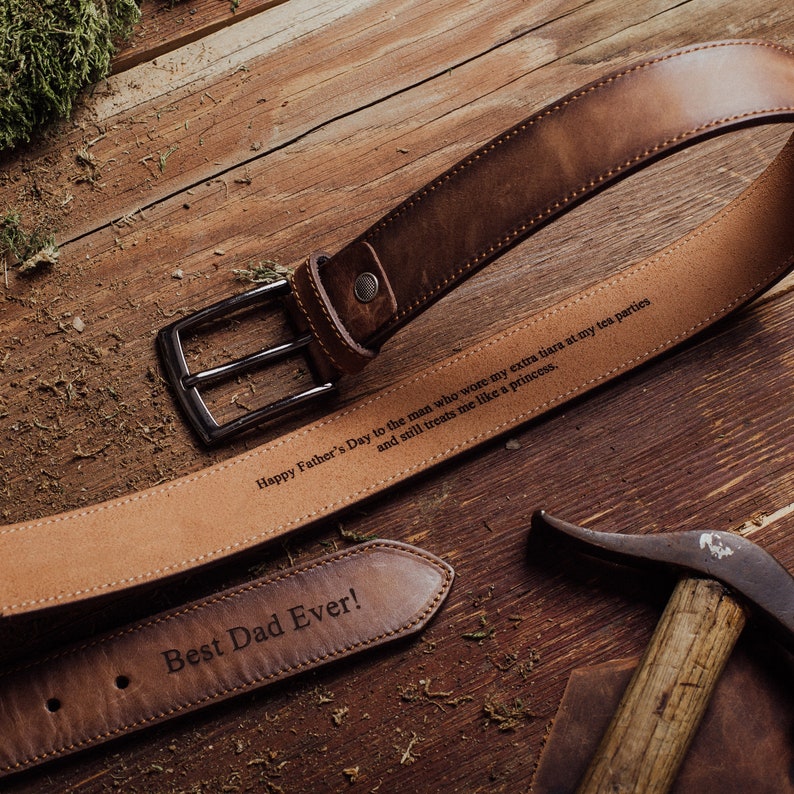 Custom Engraved Leather Belt, Grooms Men Gift, Genuine Leather, Valentines Day Gift for Dad, Leather Accessory for Man, Gift for boyfriend, image 2