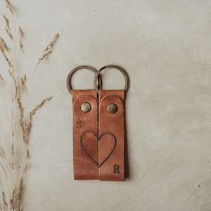 Personalized Leather Keychain, Custom Keychain for Men, Leather Personalized Gift for Her, Coordinate Keychain, Couples Keychain Gift image 7