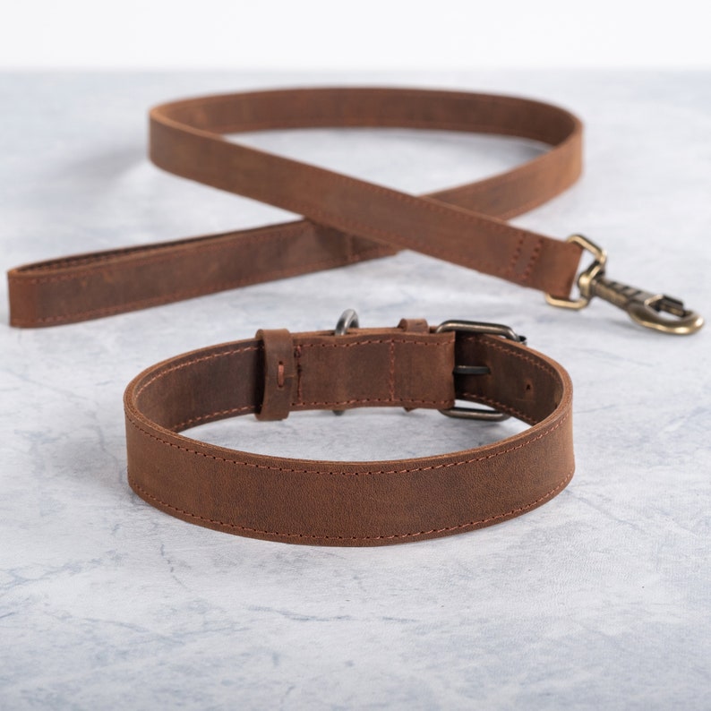 Pet Collar with Name Tag, Leather Dog Collar, Leather Cat Collar