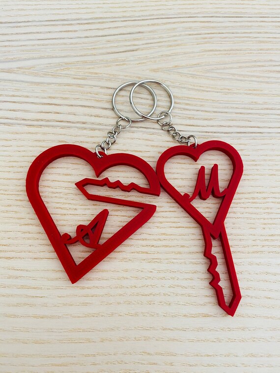 Personalized Heart and Key Keychain STL files only Etsy