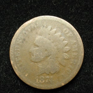 Just IN Sale!!  AG-G  1874 Indian Head Cent Penny *U.S. Collectible Coin* #106P