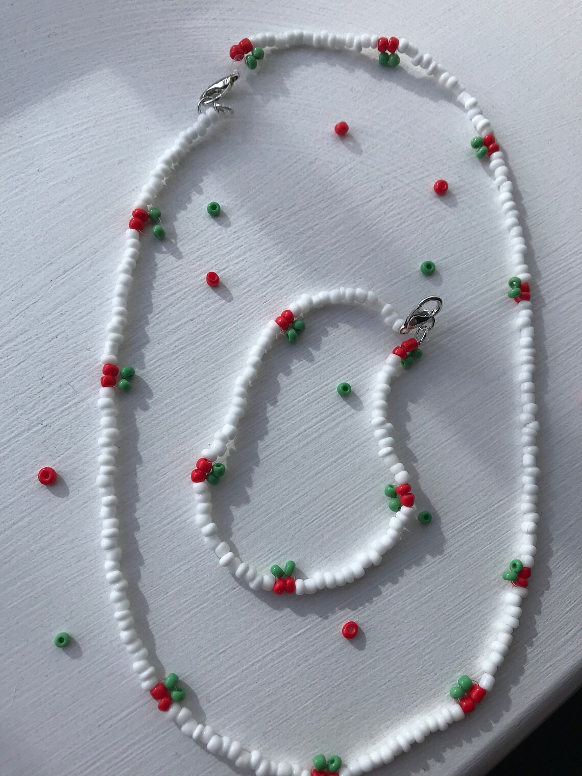 Cherry beaded necklace and bracelets cute seed bead jewellery Etsy