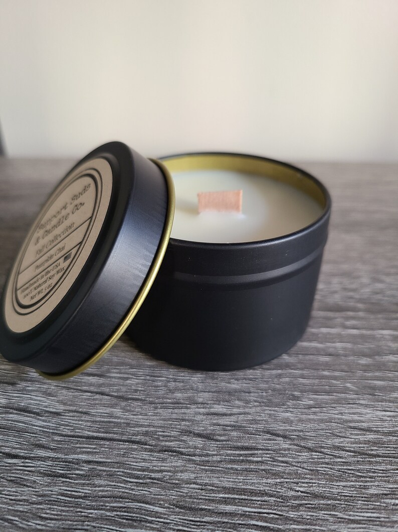 5 Oz Candle in Black Tin Etsy