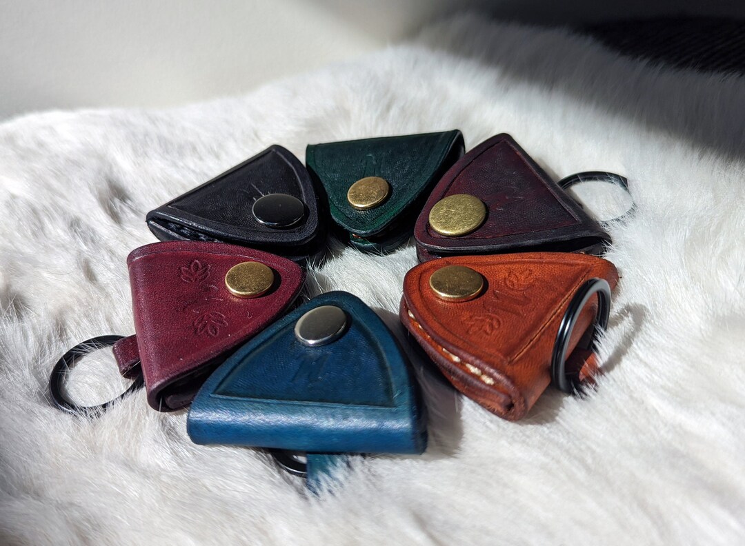 Leather Guitar Pick Case W/ Keychain Etsy