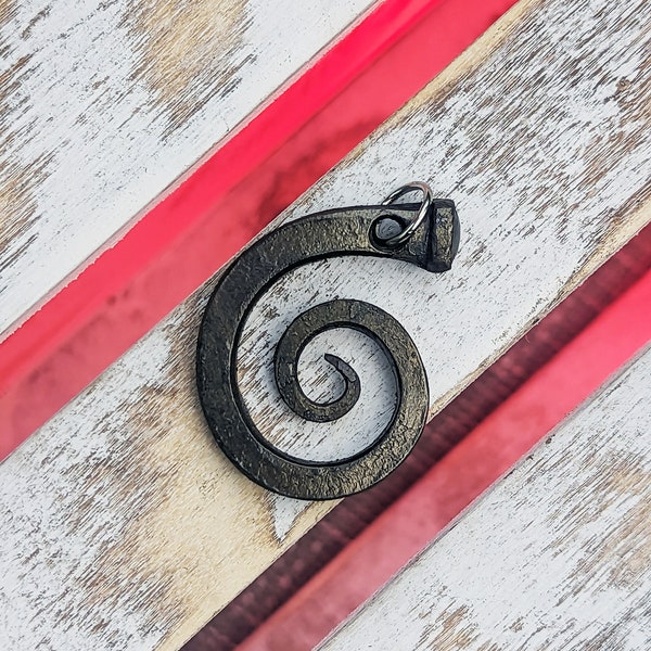 Scrolled Spiral Pendant - Hand Forged