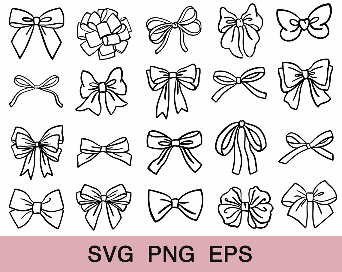 20 Bow SVG Cute Bow PNG Clipart SVG Bundle | Etsy