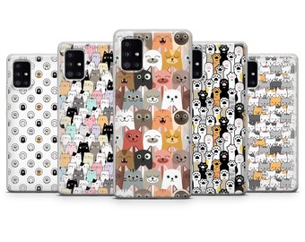 Cute Cat Phone Case, Animal Art Gel Cover for S24, S24+, S24 Ultra, S23 FE, A15, A25 E153