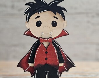 Vampire Wood Halloween Shelf Sitter, Vampire Desk Decoration