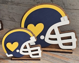 Football Helmet Wood Shelf Sitter, Custom Team Color Football Decor