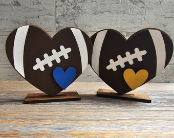 Football Heart Shelf Sitter, Team Color Football Decor, Gift for Football Lover