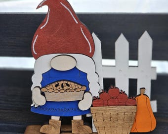 Fall Gnome, Apple Pie Gnome, Wood Shelf Sitter, Fall Shelf Decor