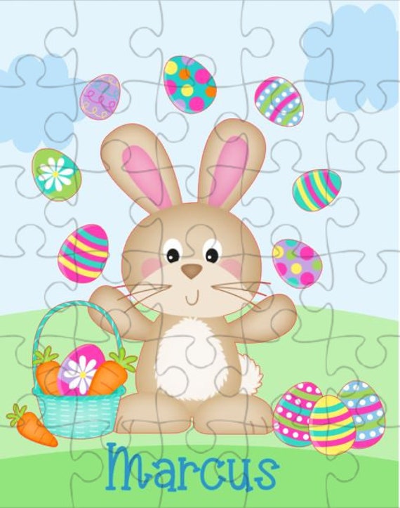 Puzzle de Pâques personnalisé - Cadeau de Pâques personnalisé - Cadeau pour  enfants de Pâques - Puzzle nom - Lapin de Pâques - Oeufs de Pâques