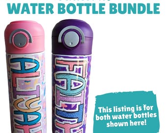 Unicorn Water Bottle Bundle, Unicorn Tumbler for Girls, Personalized Water Bottle, Colorful Cup for Kids, Back to School Water Bottle