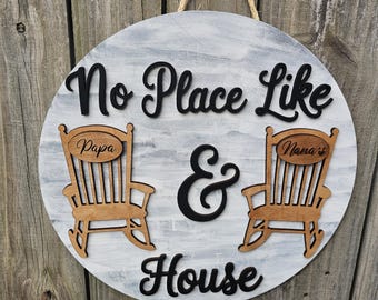 Personalized Grandparent Door Sign, No Place Like Sign, Grandma Grandpa Gift, Custom Names Door Hanger, Mother’s Day Gift, Porch Decor