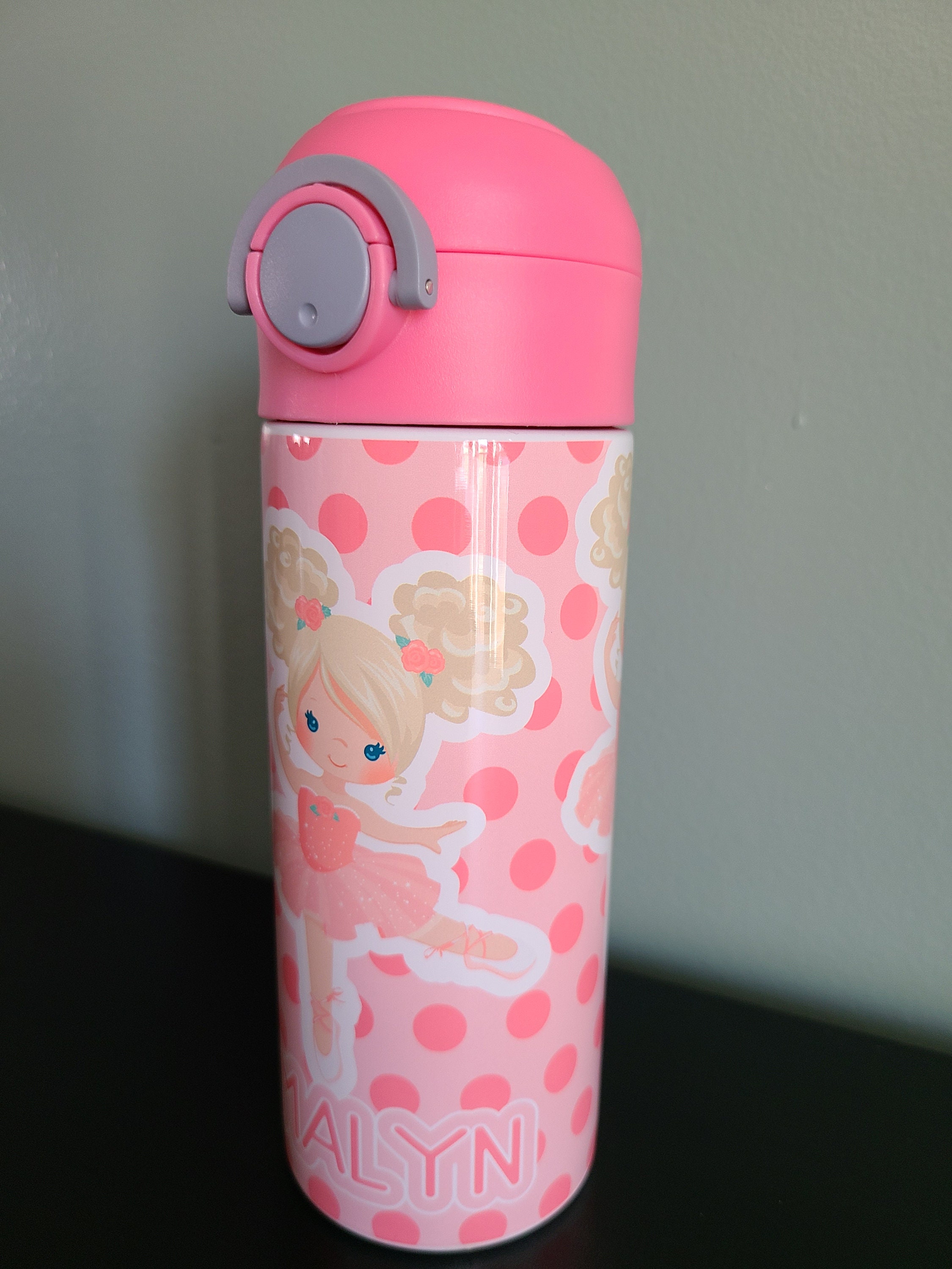 Pink Ballerina Water Bottle Water Bottle for Kids Flip Top Etsy
