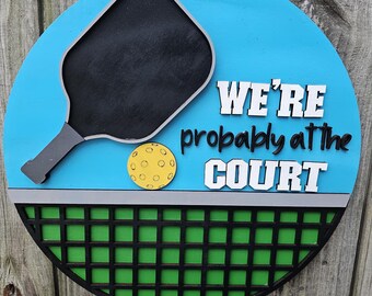 Pickleball Themed Welcome Door Sign, Wood Door Hanger for Pickleball Lovers, Pickleball Gift