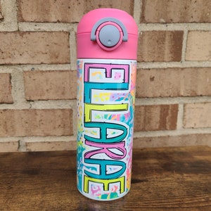 Bright Rainbow Water Bottle, Kids Name Cup, Water Bottle for Kids, Water Bottle with Straw, Water Bottle for School, Easter Gift for Kids