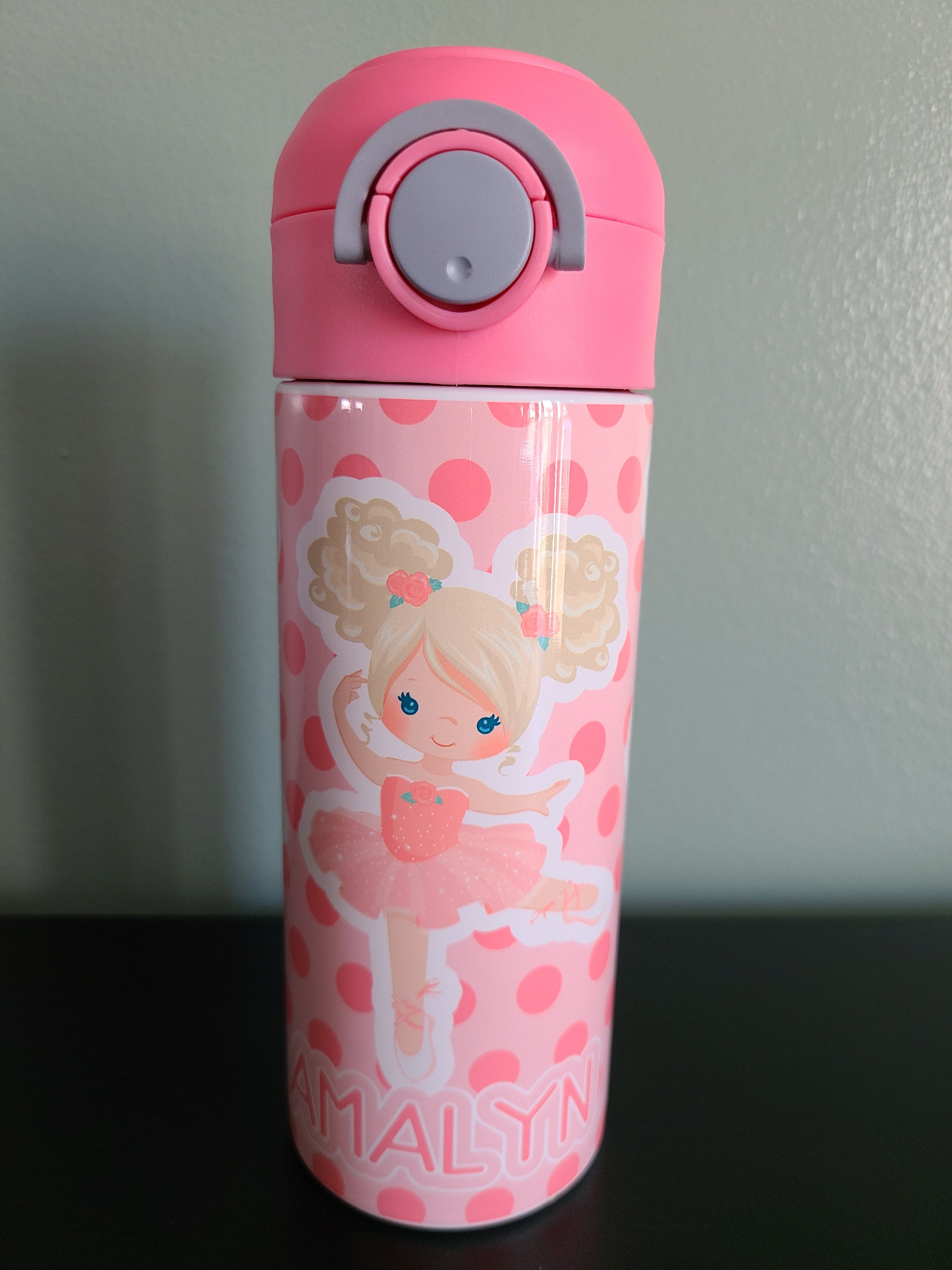 Pink Ballerina Water Bottle Water Bottle for Kids Flip Top Etsy