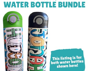 Wheels Water Bottle Bundle, Cars and Trucks Tumbler for Kids, Personalized Water Bottle, Back to School Water Bottle