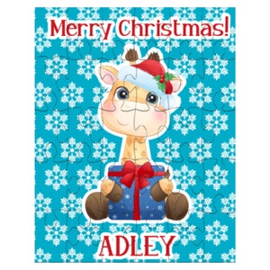 Christmas Puzzle Personalized, Personalized Christmas Gift for Kids, Holiday Gift for Kids, Christmas Giraffe Puzzle, Stocking Stuffer Idea