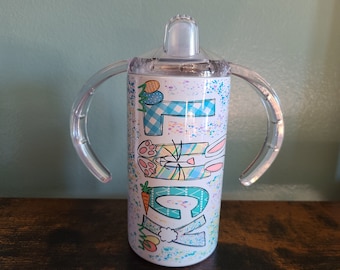 Easter Sippy Cup with Bonus Lid, Personalized Tumbler for Kids, Easter Gift for Toddlers, Toddler Sippy Cup, Toddler Easter Basket Gift Idea