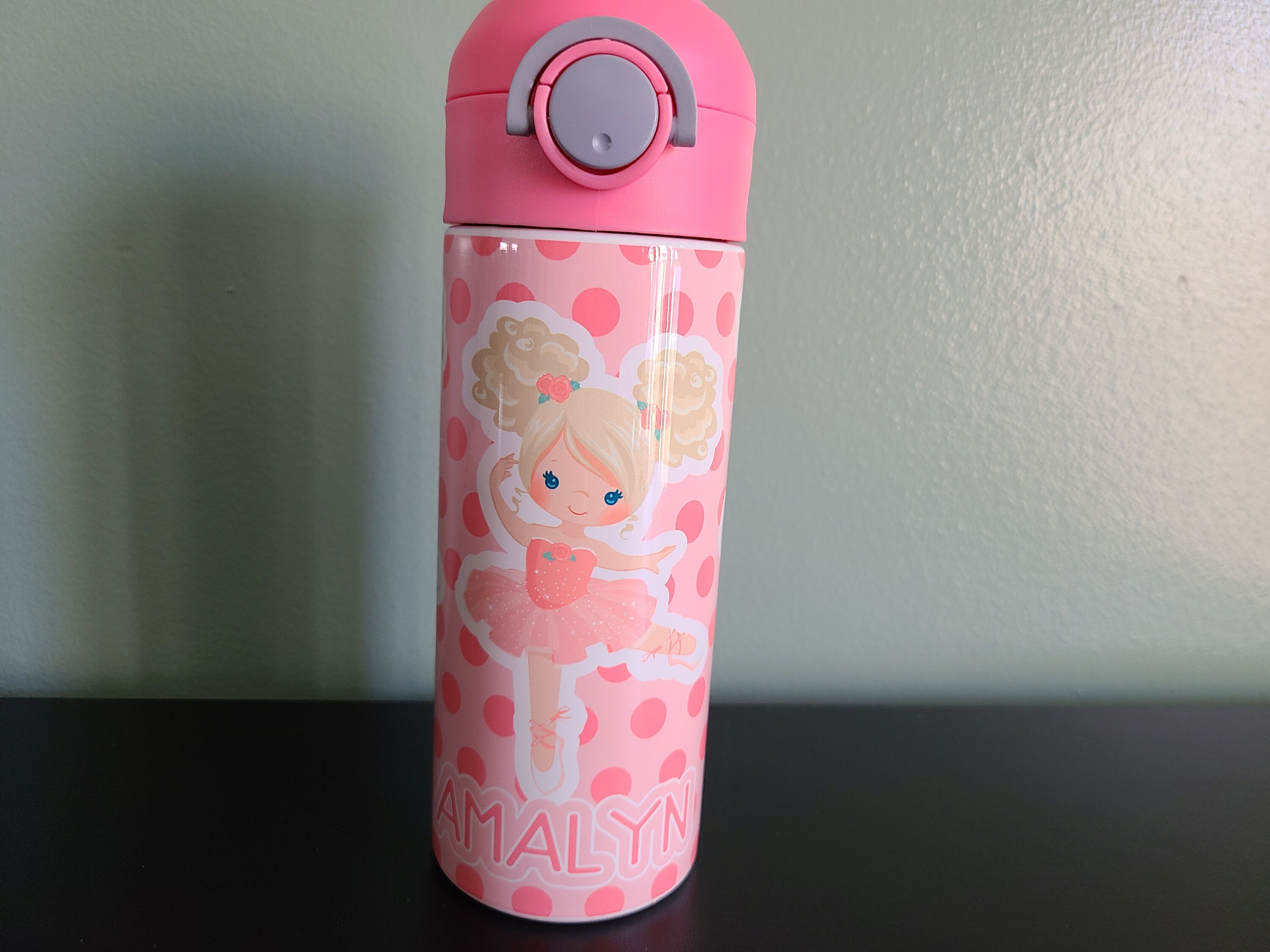 Pink Ballerina Water Bottle Water Bottle for Kids Flip Top Etsy