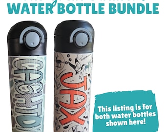 Hunting Water Bottle Bundle, Camo Tumbler for Kids, Personalized Water Bottle, Deer Cup for Kids, Back to School Water Bottle