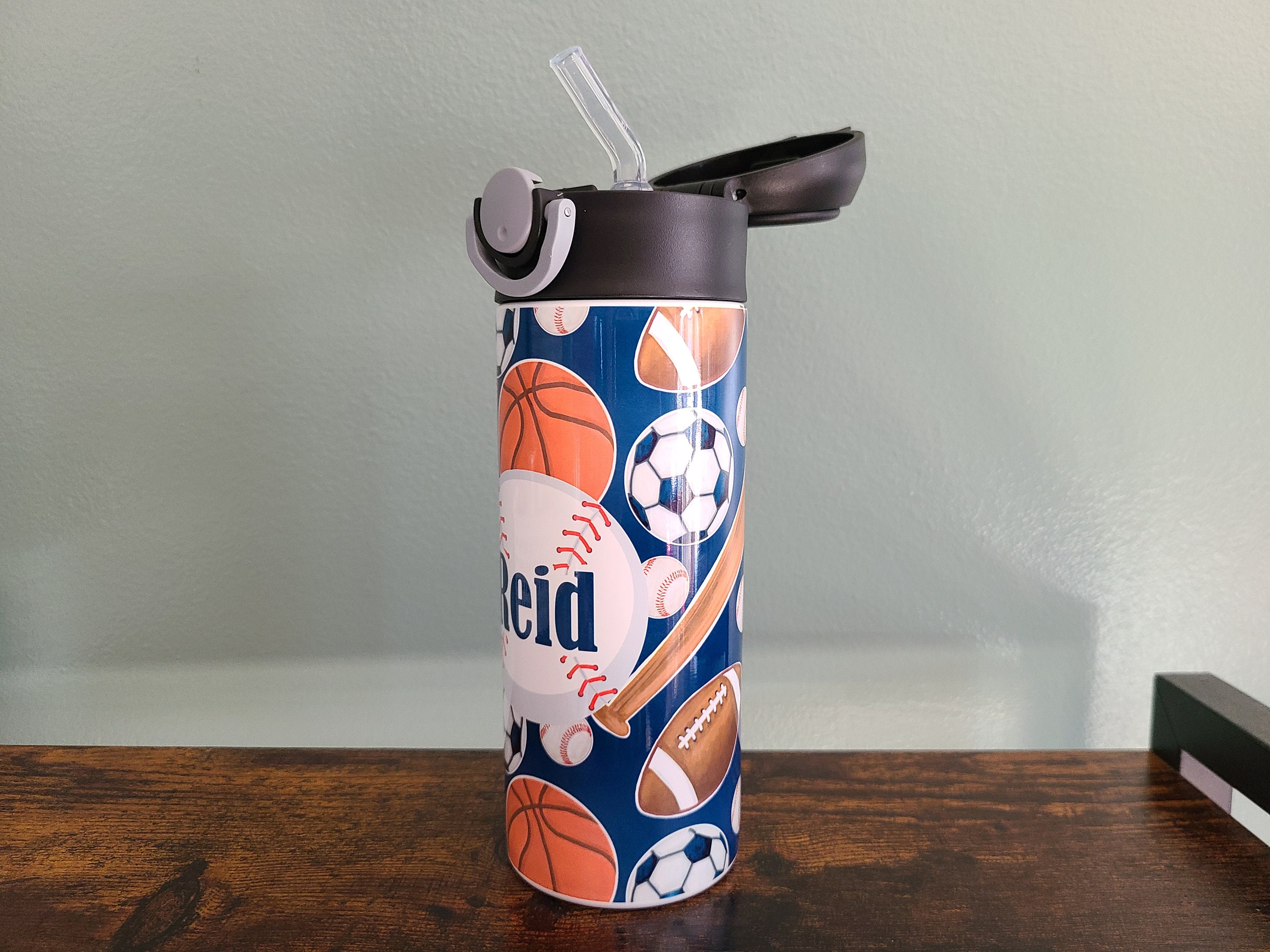 Sports Themed Water Bottle, Kids Name Cup, Water Bottle for Kids, Water ...