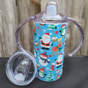 Christmas Sippy Cup with Bonus Lid, Santa Claus Sippy Cup, Christmas Gift for Kids, Christmas Tumbler, Christmas Gift for Toddlers