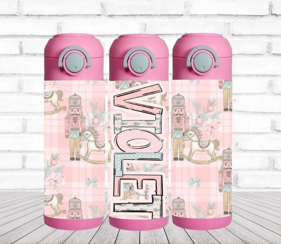 Nutcracker Water Bottle Personalized, Christmas Tumbler, Pink