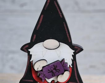Vampire Gnome, Halloween Tiered Tray, Wood Shelf Sitter, Cute Halloween Treat