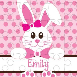 Easter Puzzle Personalized - Personalized Easter Gift - Easter Kids Gift - Name Puzzle - Pink Easter Bunny