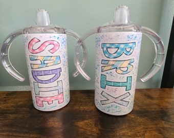 Spring Sippy Cup with Bonus Lid, Personalized Tumbler for Kids, Easter Gift for Toddlers, Toddler Sippy Cup, Toddler Easter Basket Gift Idea
