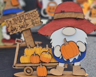 Fall Gnome, Pumpkin Patch Gnome, Wood Shelf Sitter, Fall Shelf Decor