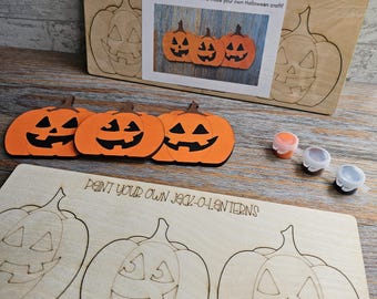 Jack O'Lantern  Trio Halloween DIY Wood Paint Kit