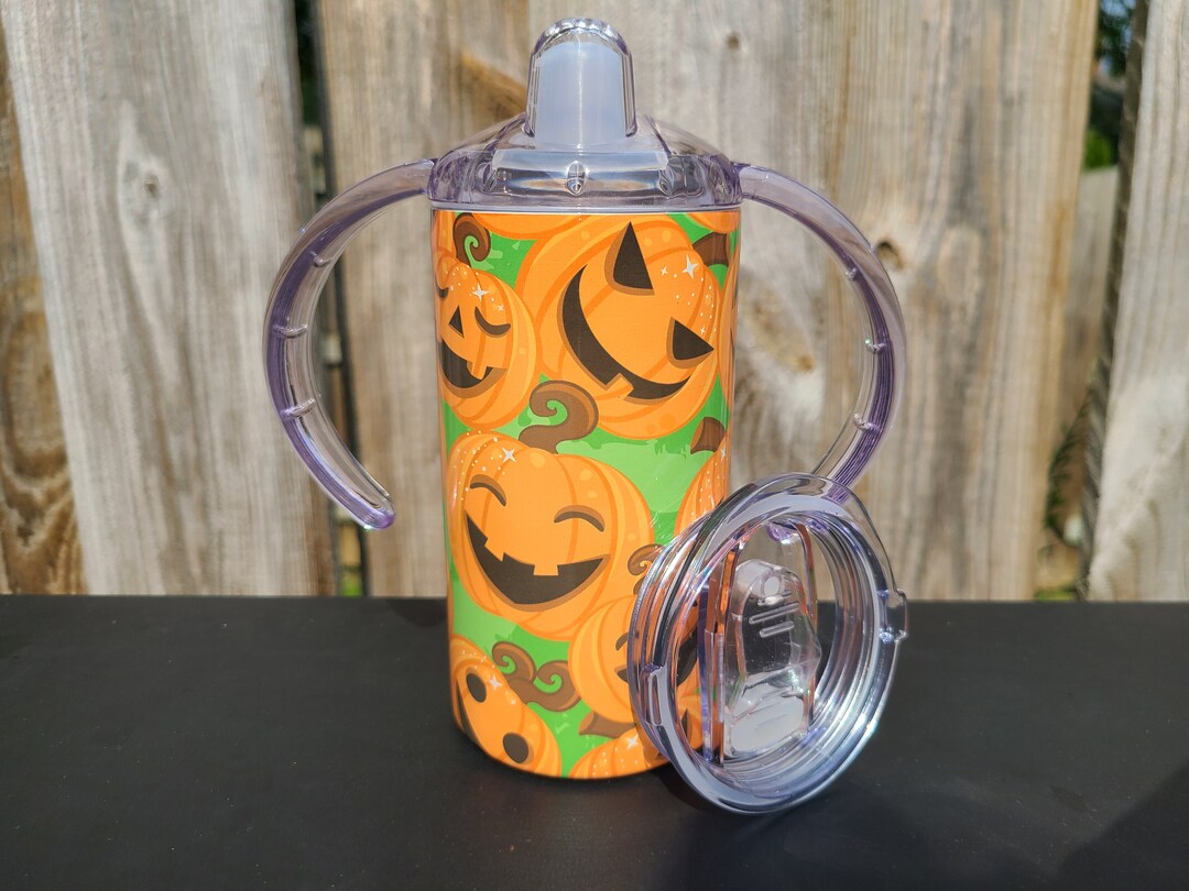 Halloween Sippy Cup With Bonus Lid Jack O'lantern Sippy Etsy