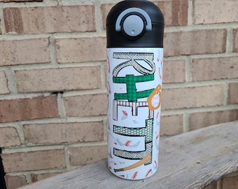 Baseball Water Bottle, Water Bottle for Kids, Water Bottle with Straw, Water Bottle for School, Christmas Gift for Kids, Kids Tumbler
