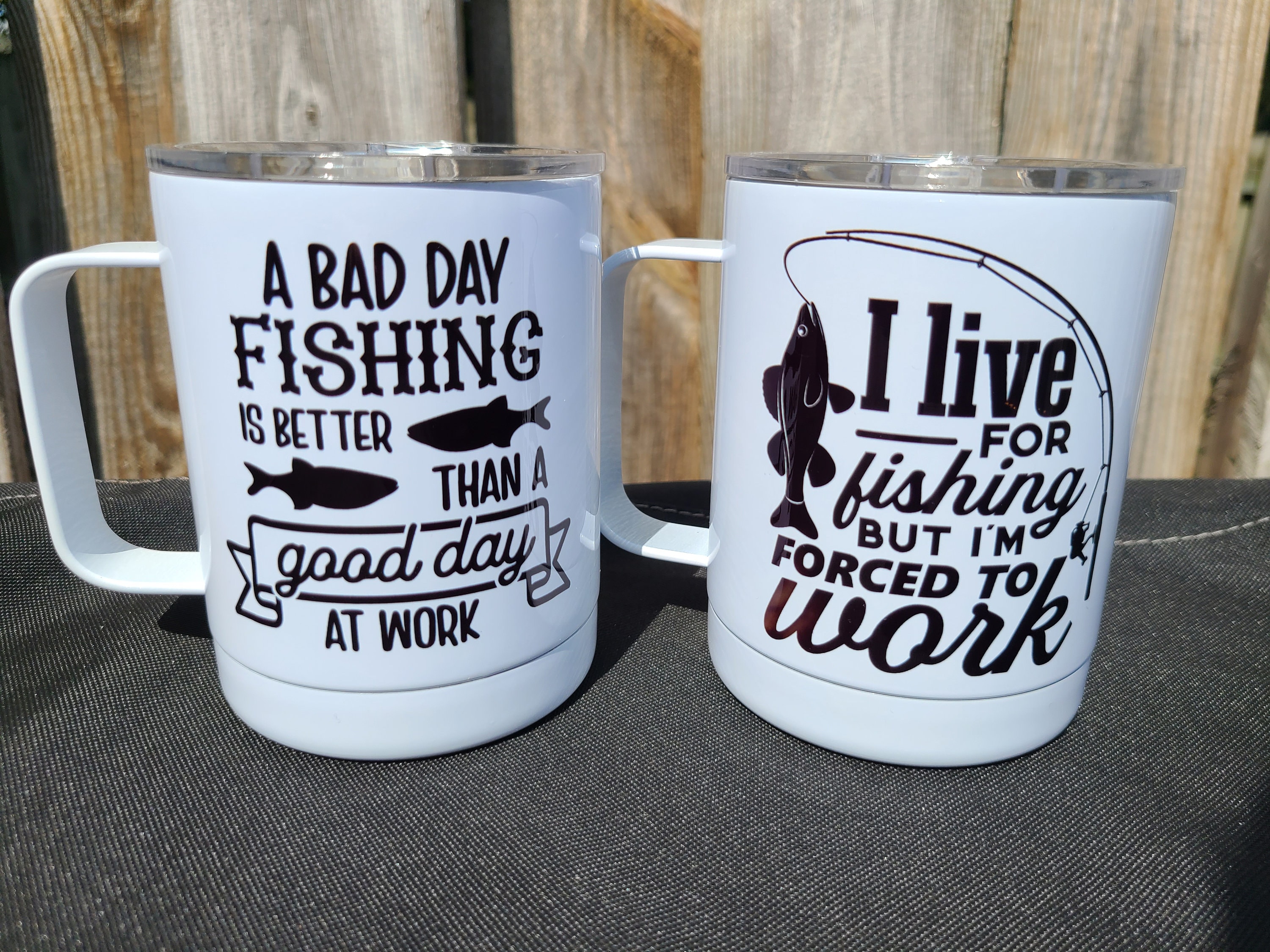Fishing Themed Coffee Mug Metal Mug With Plastic Lid Metal Etsy